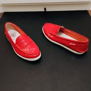Cole Haan Glossy Ruby Red Women's Comfy Slip On Loafer Shoes Size 8.5